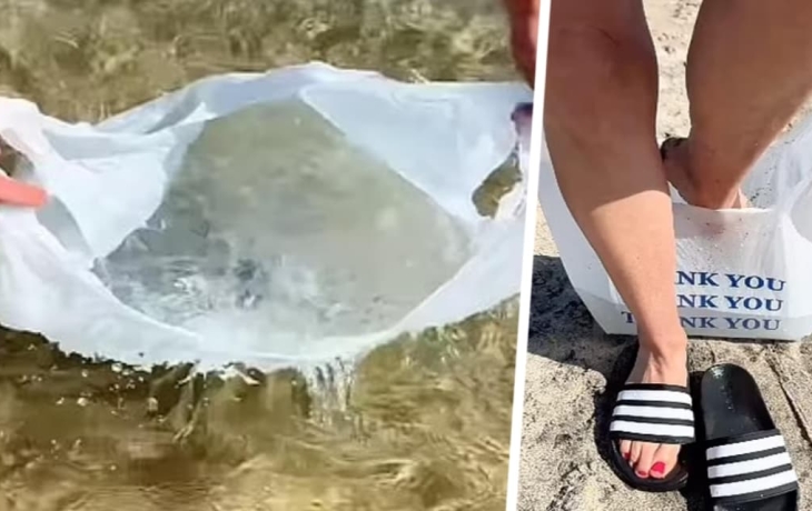 Туристка придумала гениальный способ не испачкать ноги песком на пляже